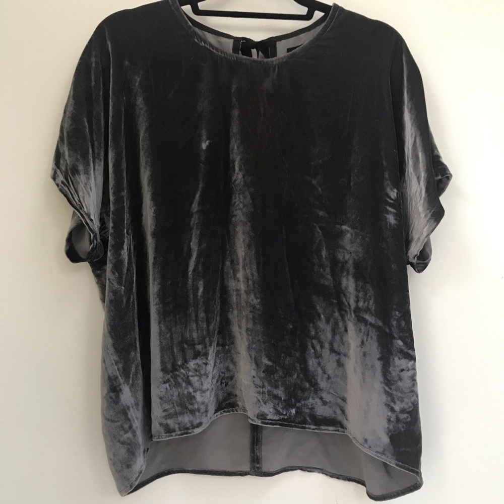 Madewell Velvet Blouse with Neck Tie Detail